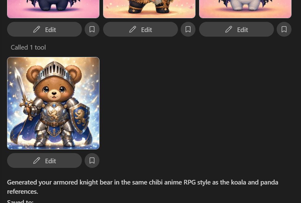 Bookmarking a generated image into the Art Direction catalog from a chat thread